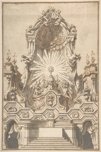 Framed Design for an Altar by Giuseppe Galli Bibiena, drawing, 1710-1720