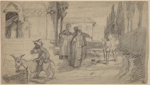 The Parable of the Miller and the Donkey by Elihu Vedder, drawing, 1859