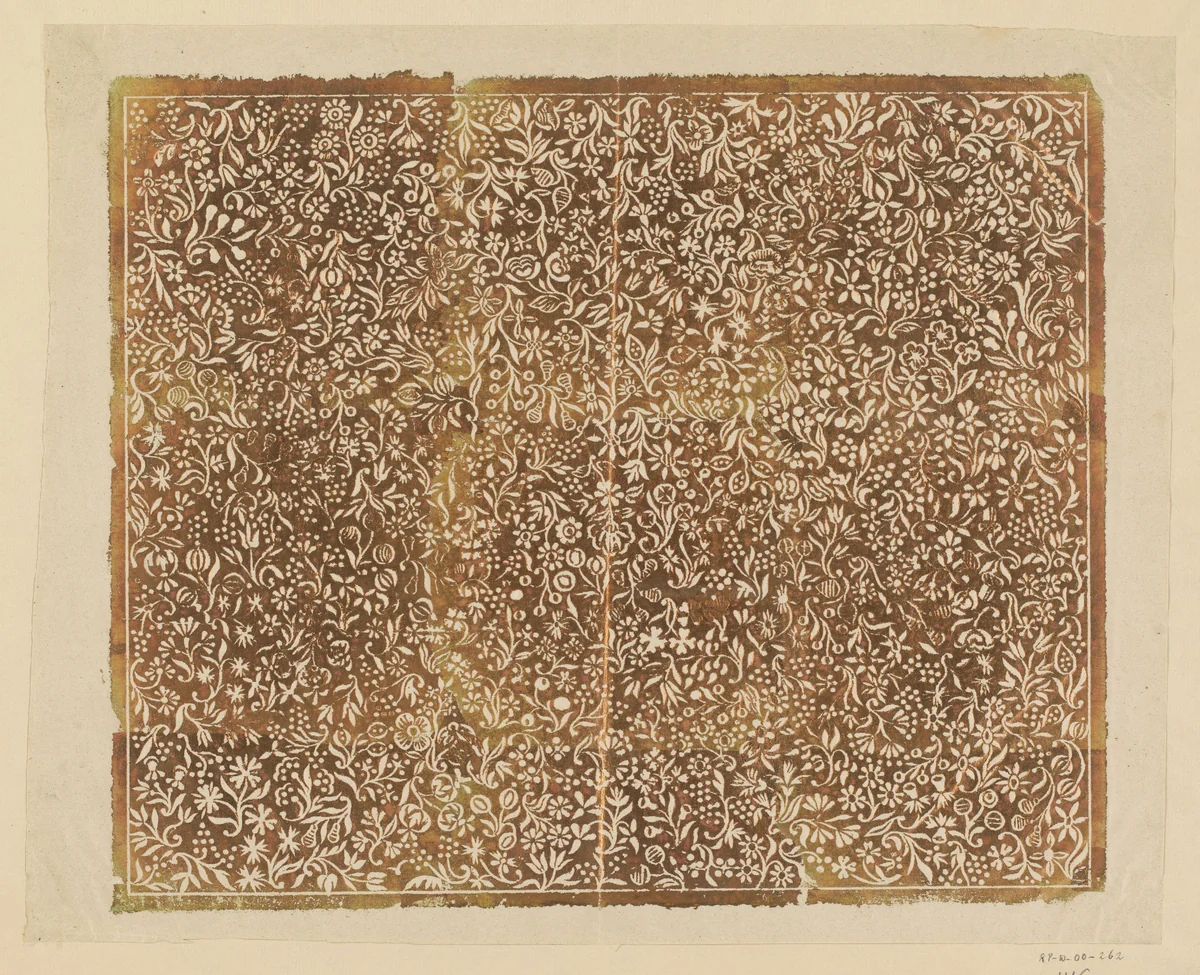 Blad met ranken met bloemen en vruchten by anonymous, other, 1750-1800