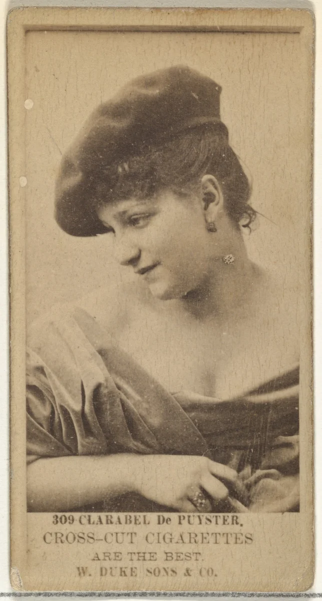 Card Number 309, Clarabel De Puyster, from the Actors and Actresses series (N145-3) issued by Duke Sons & Co. to promote Cross Cut Cigarettes by W. Duke, Sons & Co., photograph, 1880-1889