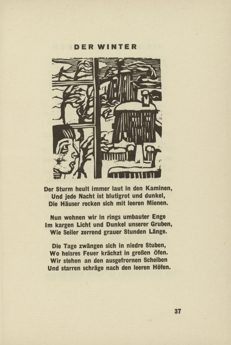 The Winter (Der Winter) (headpiece, page 37) from Umbra vitae (Shadow of Life) by Ernst Ludwig Kirchner, illustrated book, 1924