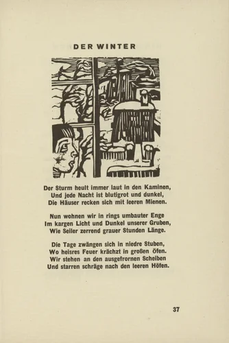 The Winter (Der Winter) (headpiece, page 37) from Umbra vitae (Shadow of Life) by Ernst Ludwig Kirchner, illustrated book, 1924