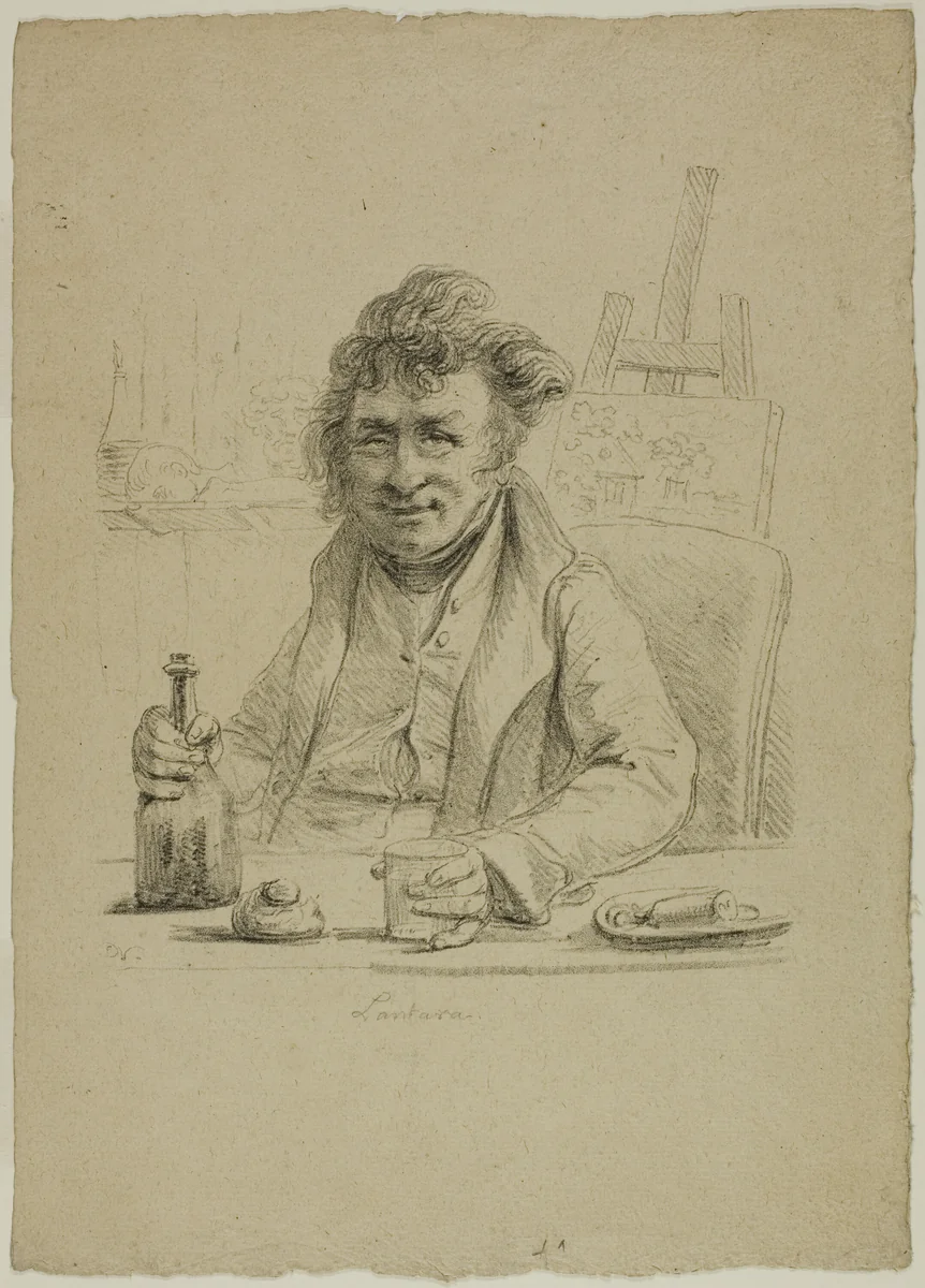 Portrait of Lantara in the Role of Joly, from Le Peintre au Cabaret by Dominique Vivant Denon, print, 1816