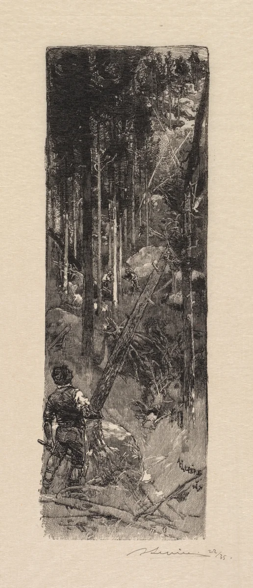 Fontainebleau Forest: Cutting of Pines (La Forêt de Fontainebleau: Abatage des pins) by Auguste Louis Lepère, book, 1890