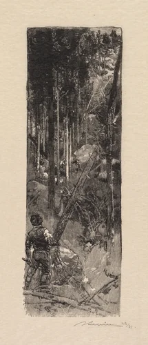 Fontainebleau Forest: Cutting of Pines (La Forêt de Fontainebleau: Abatage des pins) by Auguste Louis Lepère, book, 1890