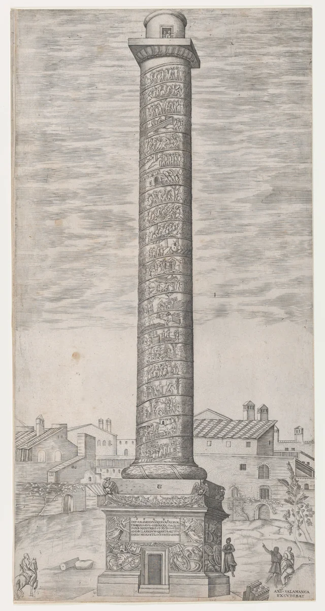 Column of Trajan, from "Speculum Romanae Magnificentiae" by anonymous, print, 1480-1562