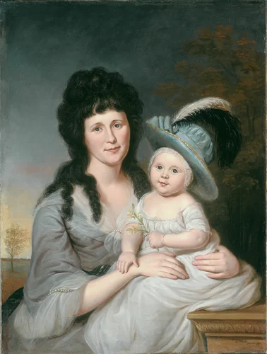 Mrs. John Nicholson (Hannah Duncan) and John Nicholson, Jr. by Charles Willson Peale, painting, 1790