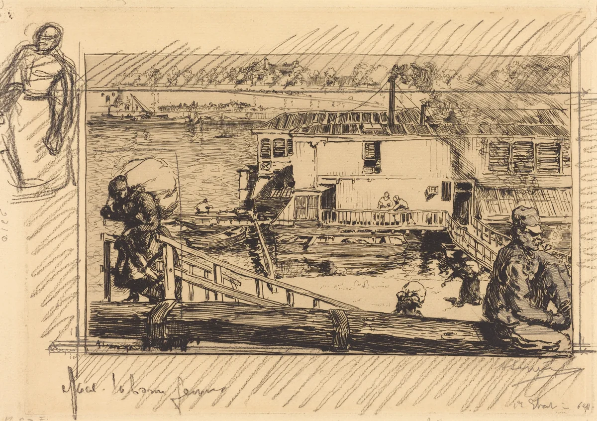 The Wash-house (Le lavoir) by Auguste Lepère, print, 1891