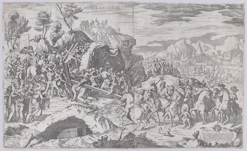 Christ falling on the road to Calvary, from two plates by Giovanni Battista Fontana, print, 1560-1584