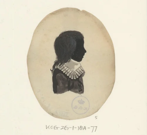 Silhouetportret van een onbekende jongen by anonymous, drawing, 1775-1849