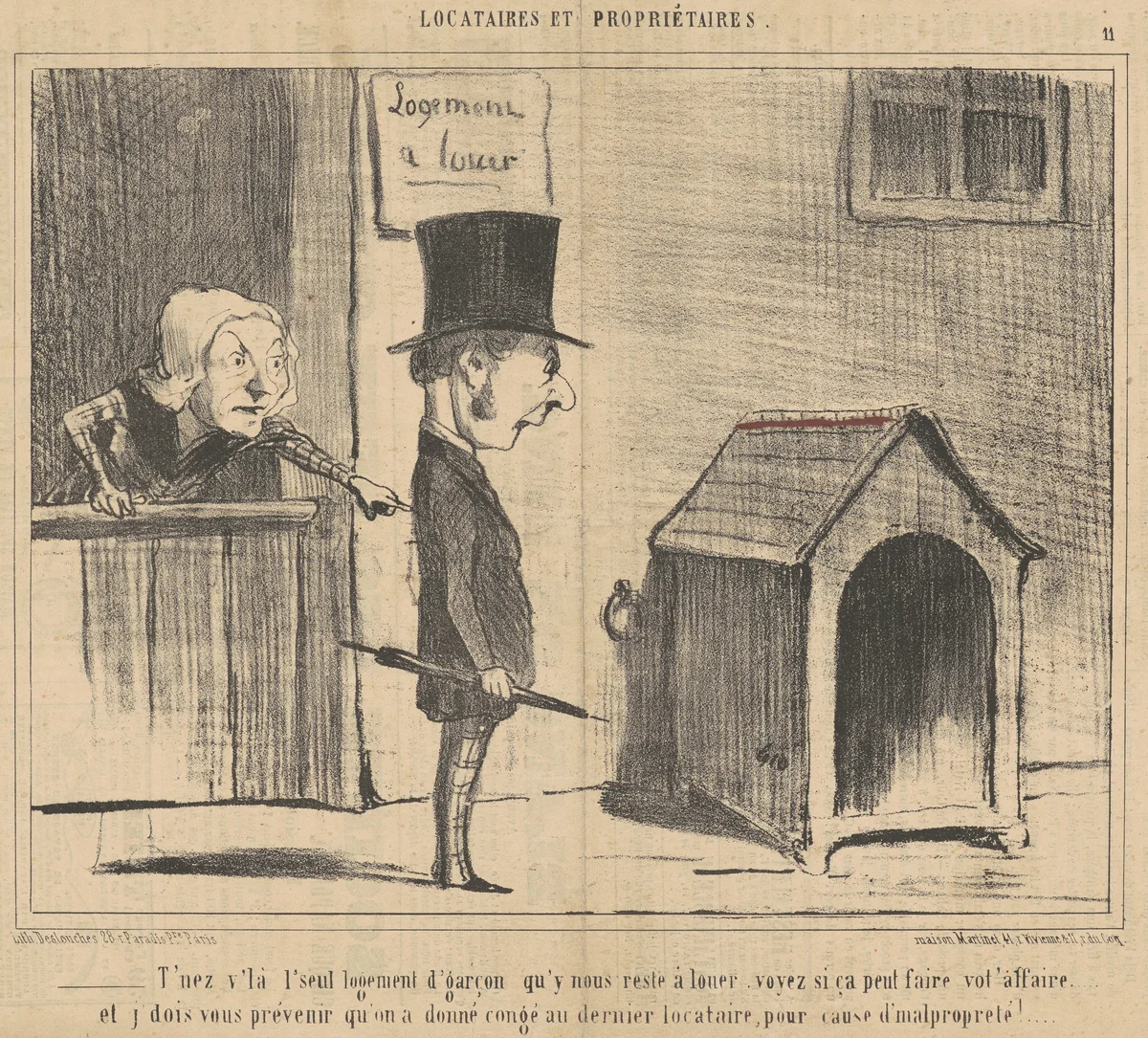 T'nez v'la l'seul logement d'garçon ... by Honoré Daumier, print, 1854