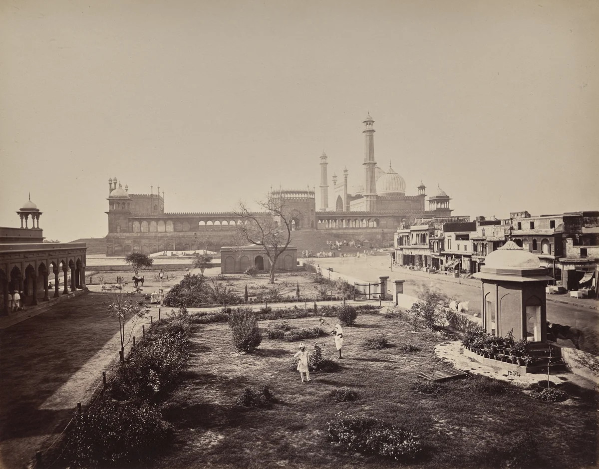 Delhi. View of North Side of the Jamma Musjid in Principal Mabonedau Place of Worship by Samuel Bourne, photograph, 1863-1870
