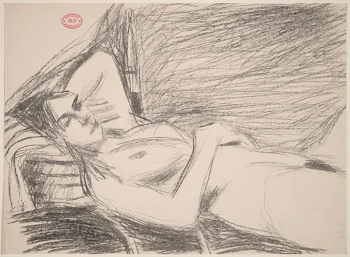 Untitled [side view of a reclining female nude] by Richard Diebenkorn, drawing, 1955-1967