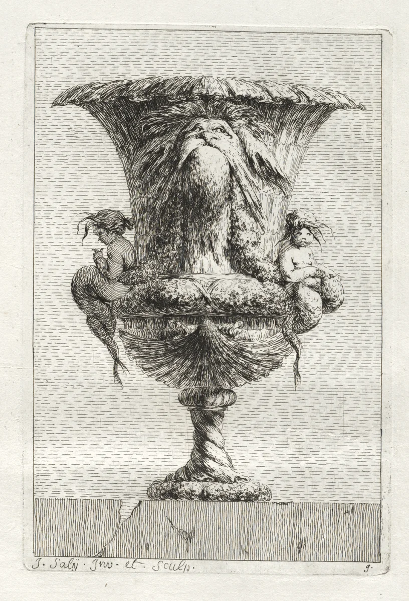 Suite of Vases: Plate 9 by Jacques François Saly, print, 1746