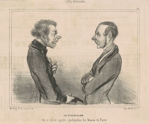 Un échantillon de ce qu'on appèll...les beaux de paris by Honoré Daumier, print, 1840