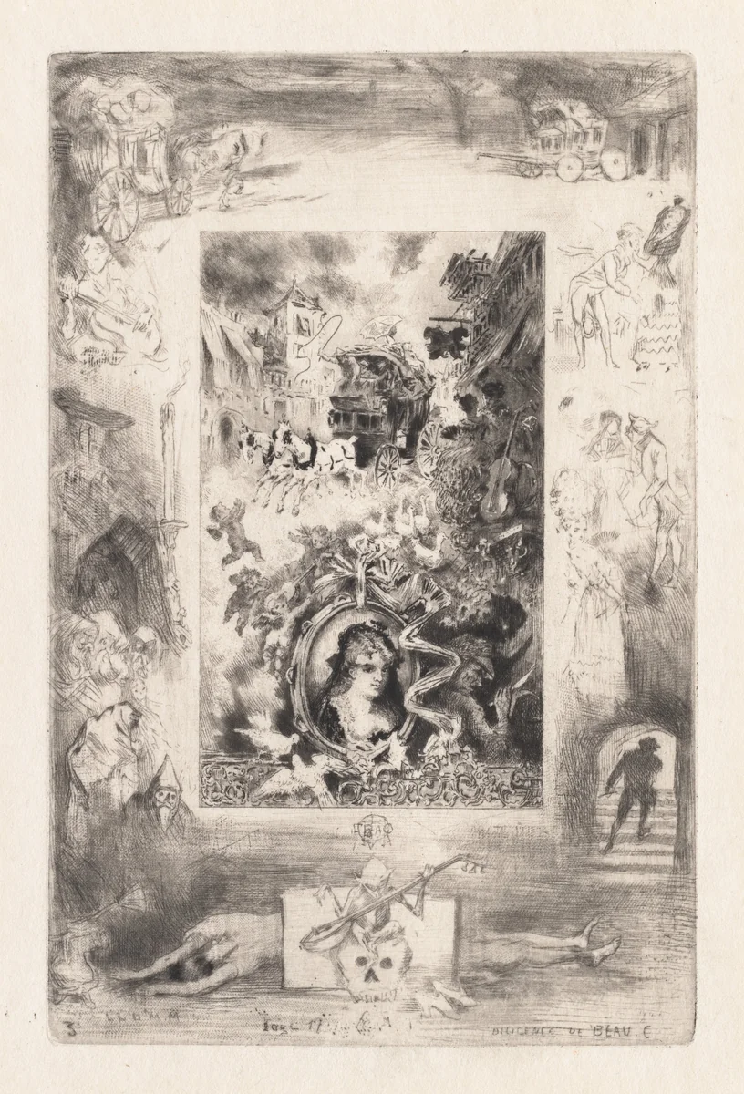 Letters from My Windmill:The Diligence of Beaucaire by Félix Hilaire Buhot, print, 1880