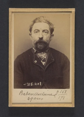 Baben. Hyppolyte, Antoine. 49 ans, né à St Sermain (Aveyron). Serrurier. Anarchiste. 9/3/94. by Alphonse Bertillon, photograph, 1894
