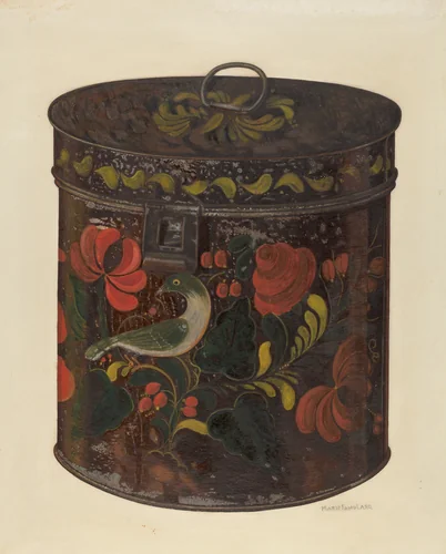 Canister by Marie Famularo, index of american design, 1935-1942
