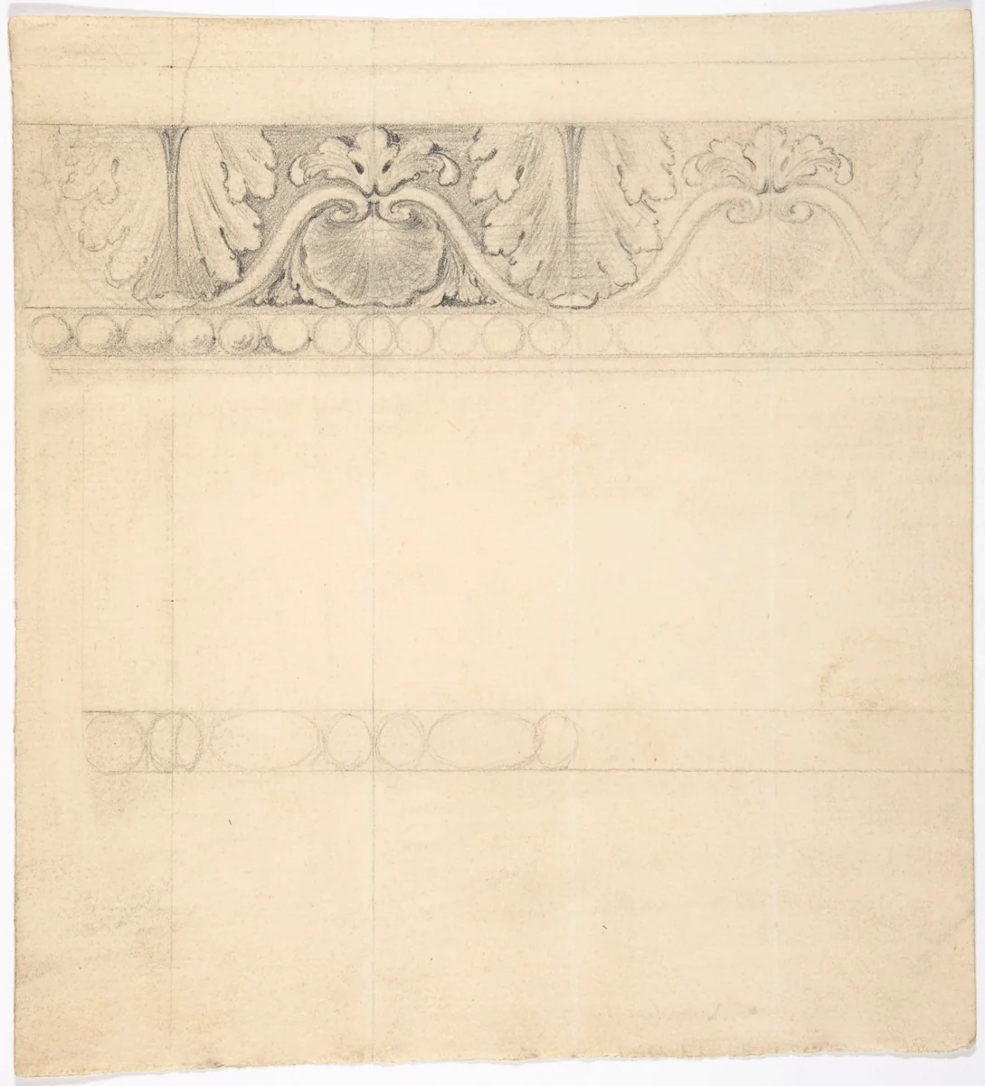 Design for a Frieze with Acanthus and Shell by anonymous, drawing, 1700-1800
