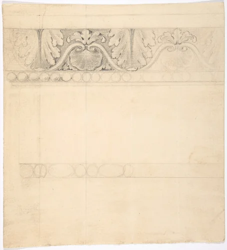 Design for a Frieze with Acanthus and Shell by anonymous, drawing, 1700-1800