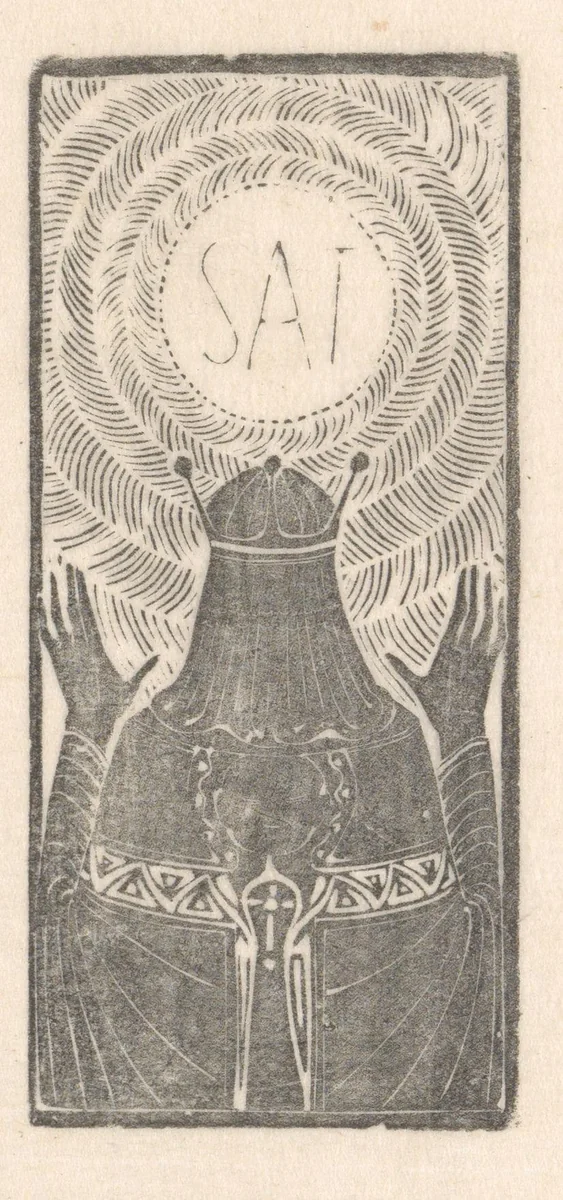 Koning kijkend naar de zon by Karel Petrus Cornelis de Bazel, print, 1895