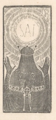 Koning kijkend naar de zon by Karel Petrus Cornelis de Bazel, print, 1895