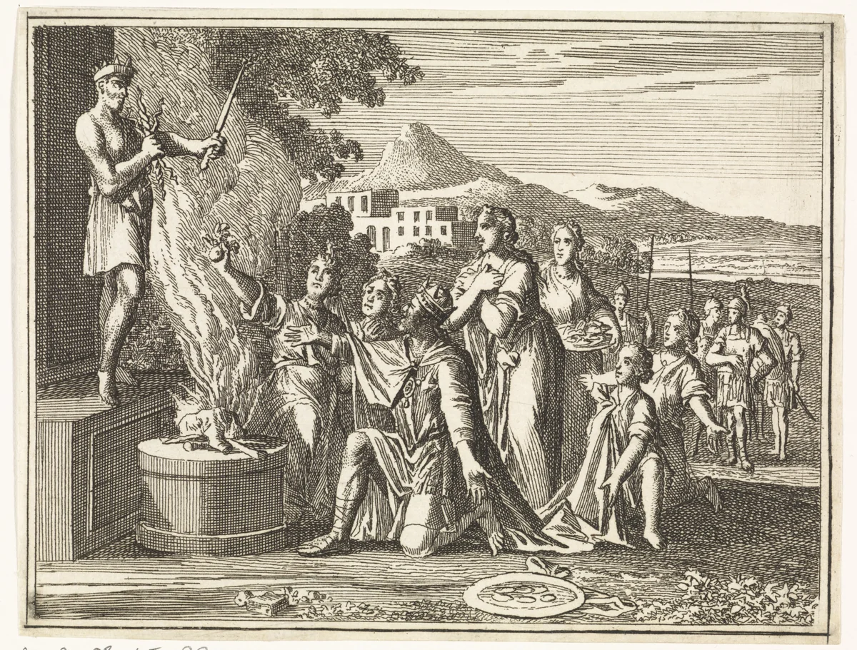 Afgoderij van Salomo by Caspar Luyken, print, 1712