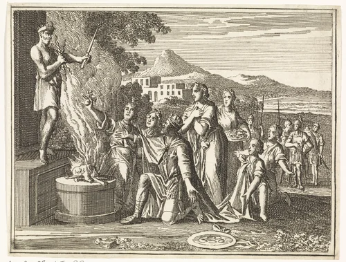 Afgoderij van Salomo by Caspar Luyken, print, 1712