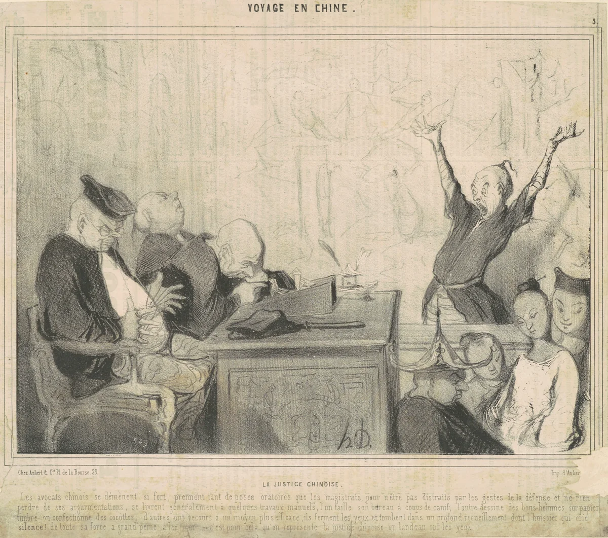 La justice chinoise by Honoré Daumier, print, 1846