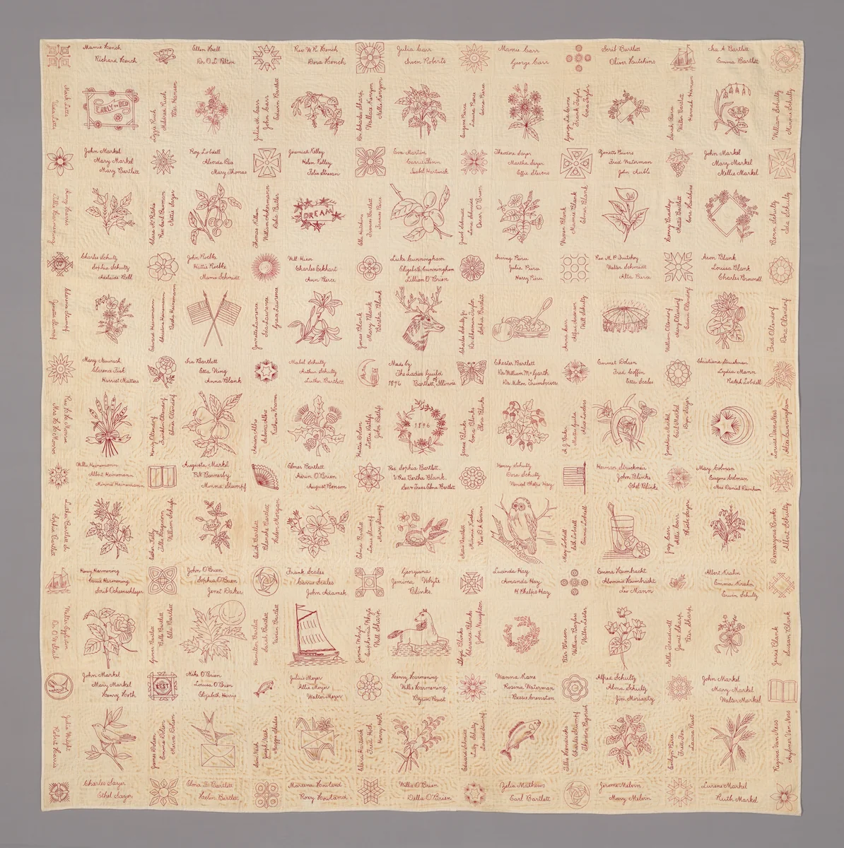 Signature Quilt by Bartlett Illinois, textile, 1896