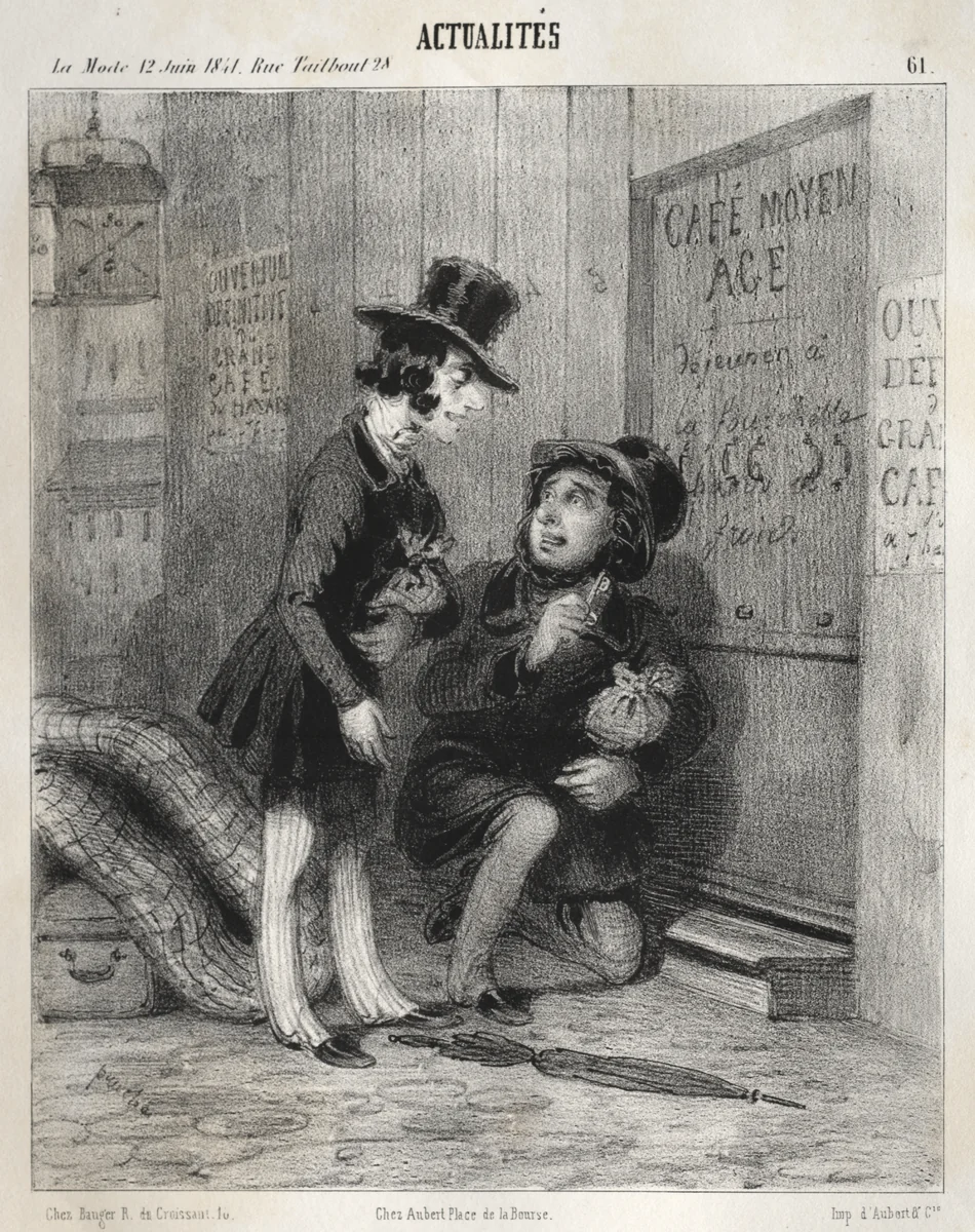 Actualités: Hé mon vieux! c'est comme cela qu'on fait les affaires aujourdhui! on affice... by Clémente Pruche, print, 1841
