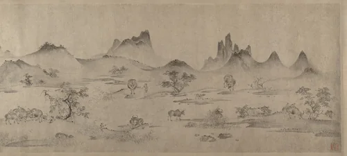 One hundred water buffalo by Unidentified Artist, painting, 1200-1299