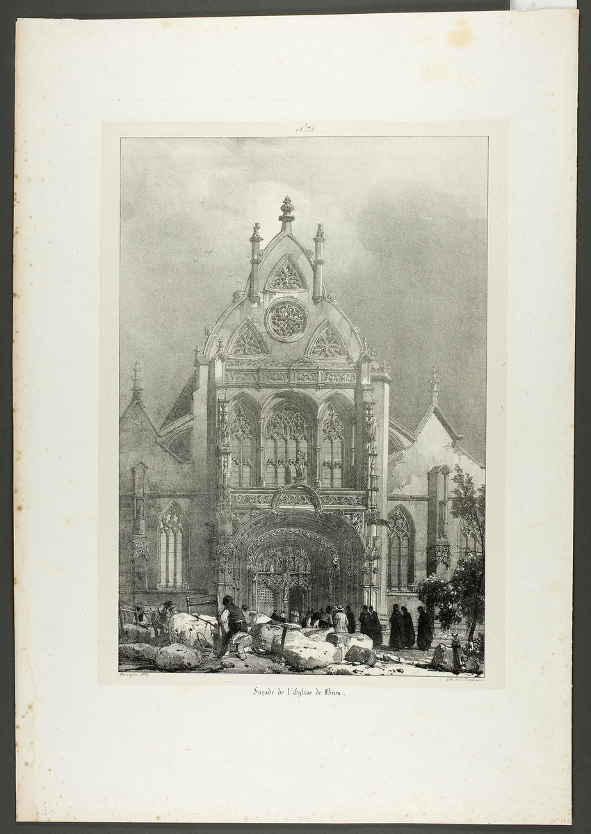 Facade of the Church of Brou by Richard Parkes Bonington, print, 1825