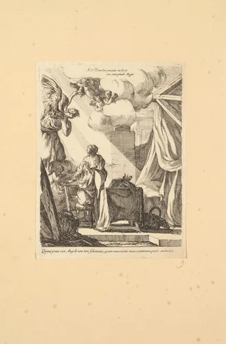 The Annunciation by Sébastien Bourdon, print, 1637-1640