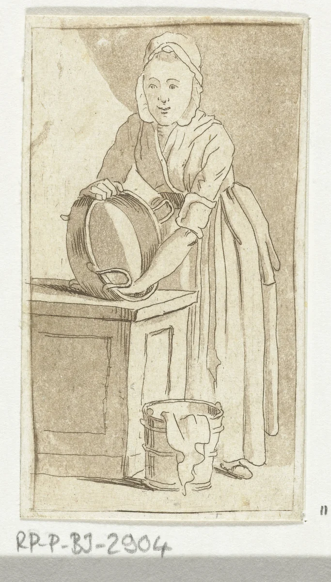 Dienstmeid by Anthonie van den Bos, print, 1778-1838