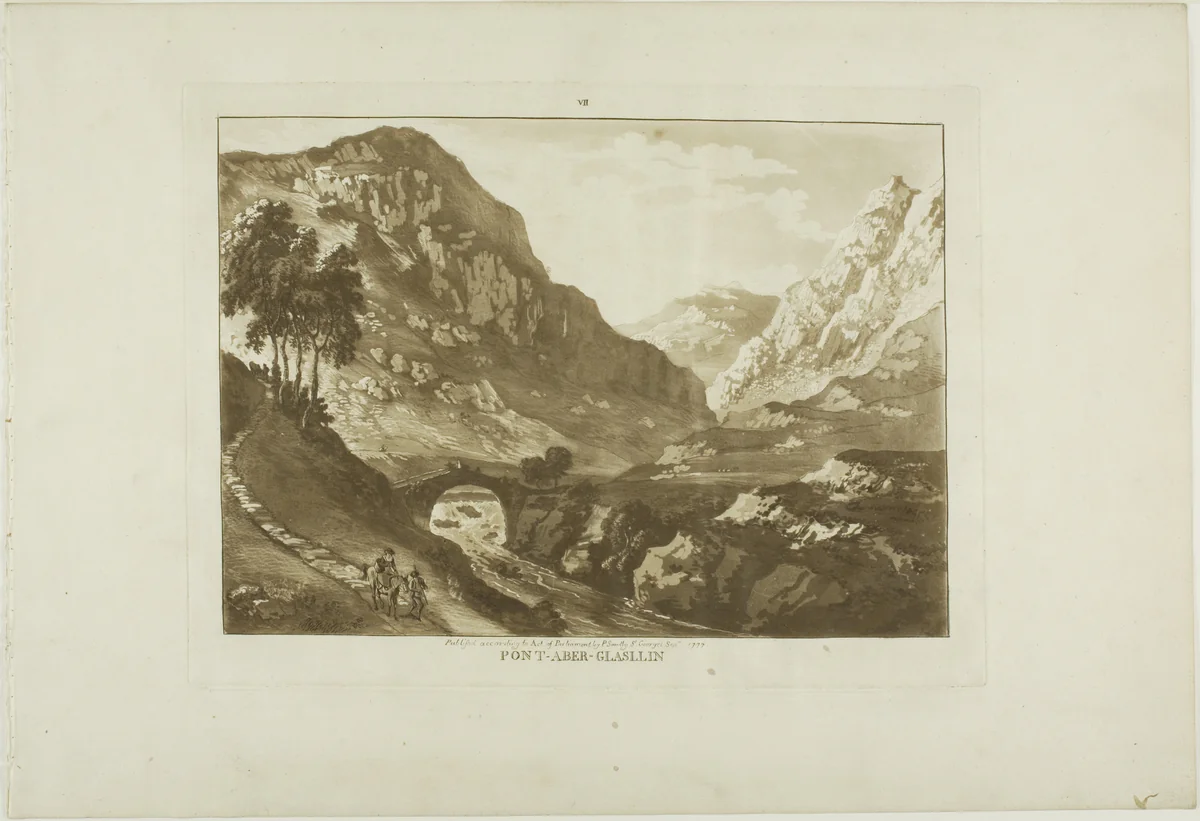 Pont-Aber-Glassin, plate seven from Twelve Views in Wales by Paul Sandby, print, 1777