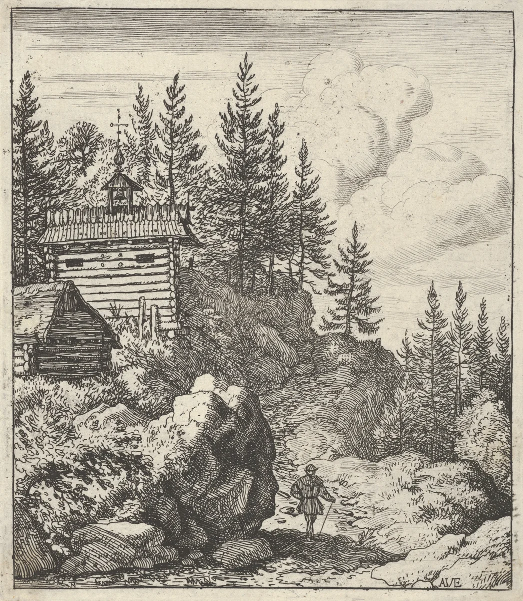 The Chapel by Allart van Everdingen, print, 1621-1675