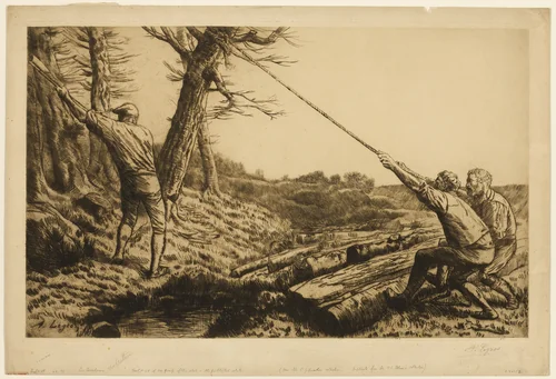 The LumberJacks, second plate by Alphonse Legros, print, 1872-1882