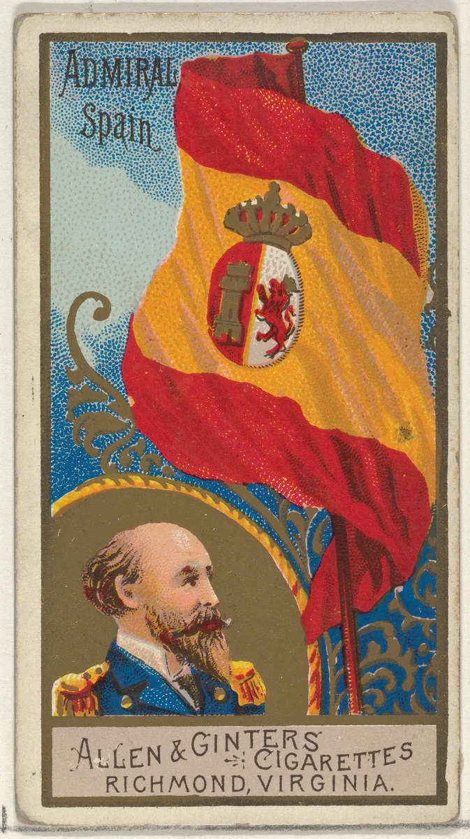 Admiral, Spain, from the Naval Flags series (N17) for Allen & Ginter Cigarettes Brands by Allen & Ginter, print, 1886-1891