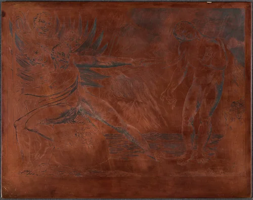 The Circle of the Corrupt Officials; the Devils Tormenting Ciampolo by William Blake, technical material, 1827