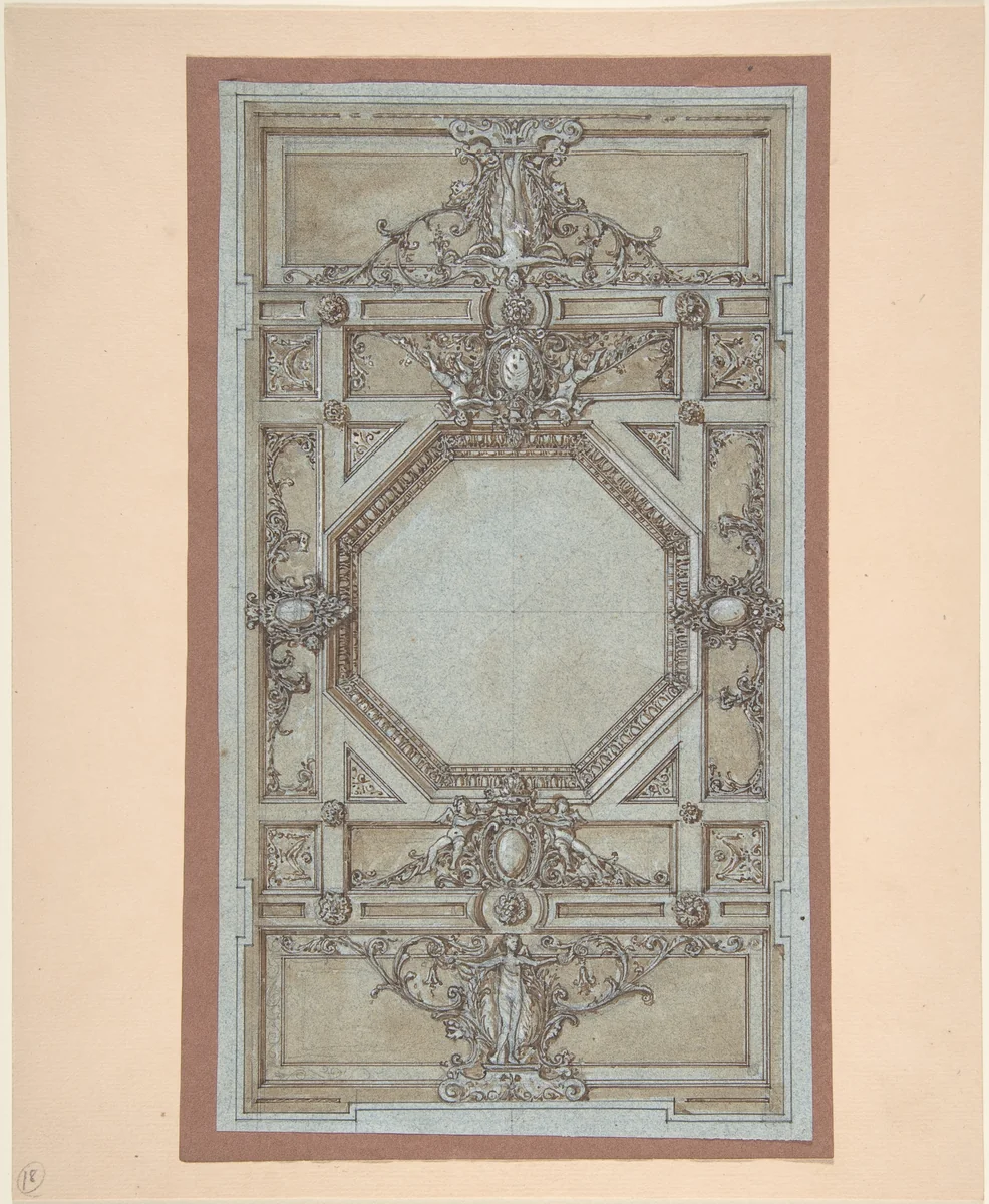 Design for Ceiling Decoration by anonymous, drawing, 1870
