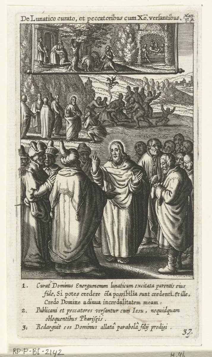 Christus geneest een bezeten jongen by Boëtius Adamsz. Bolswert, print, 1590-1622