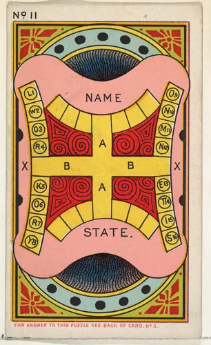 Puzzle Card Number 11, A "Public Man" Puzzle, from the Jokes series (N118) issued by Duke Sons & Co. to promote Honest Long Cut Tobacco by W. Duke, Sons & Co., print, 1887-1891