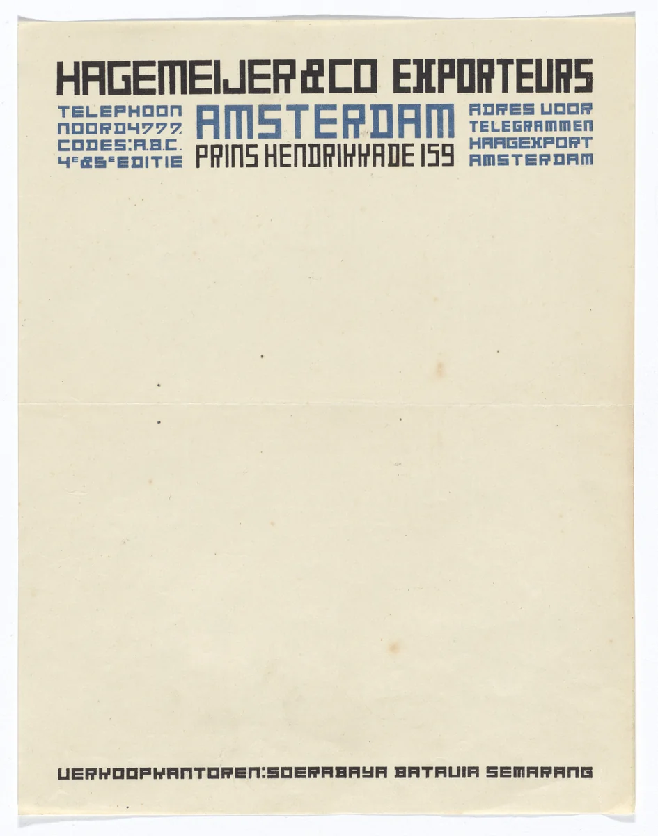 Hagemeijer & Co. letterhead by Theo van Doesburg, design, 1919