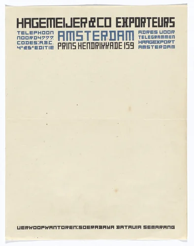 Hagemeijer & Co. letterhead by Theo van Doesburg, design, 1919