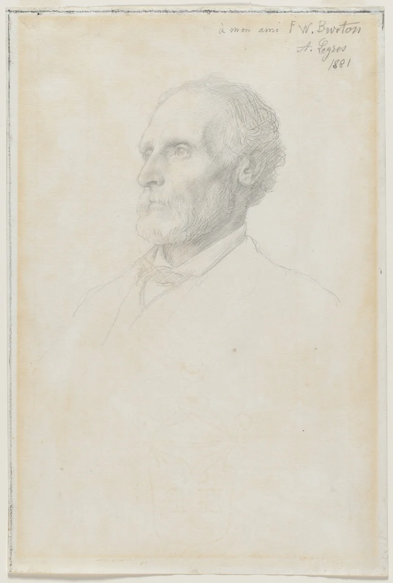 Portrait of Sir Frederick W. Burton, Director of the National Gallery, London by Alphonse Legros, drawing, 1881