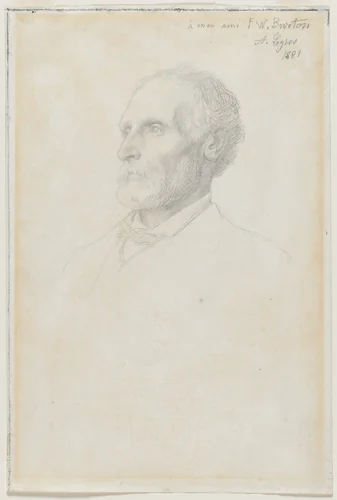 Portrait of Sir Frederick W. Burton, Director of the National Gallery, London by Alphonse Legros, drawing, 1881