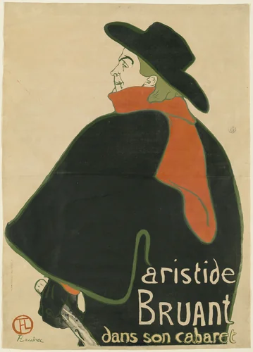 Aristide Bruant, in His Cabaret by Henri de Toulouse-Lautrec, print, 1893