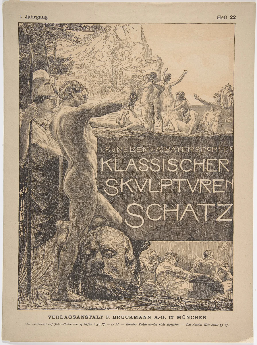 Cover design for 'Klassischer Skulpurenschatz' by Otto Greiner, print, 1889-1916