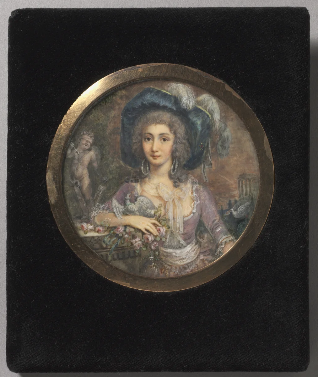 Portrait of Mademoiselle Colombi by Jacques Delusee, painting, 1788